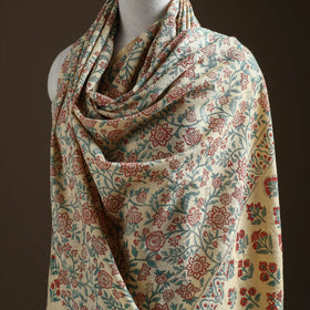 Floral Sanganeri Print Pure Merino Wool Handwoven Shawl 08