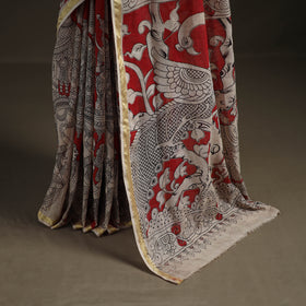Kalamkari Printed Kota Doria Cotton Saree 04
