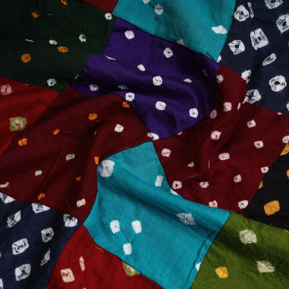 Multicolor - Bandhani Tie-Dye Patchwork Cotton Kurta Material - (2.65 meter) 09