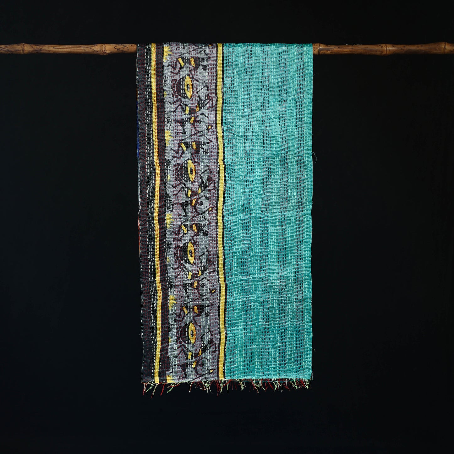Bengal Kantha Handwork Patchwork Reversible Silk Stole 143