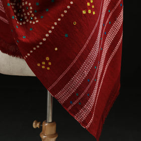Kutch Handwoven Mirror Work Bandhani Tie-Dye Bagida Merino Wool Shawl 18
