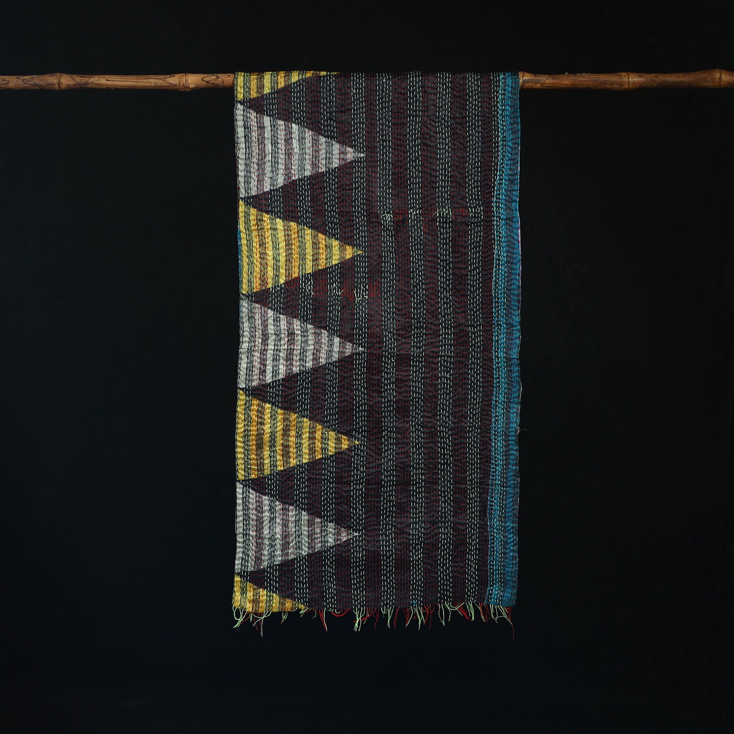Bengal Kantha Handwork Patchwork Reversible Silk Stole 142