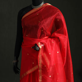 Pure Handloom Zari Buta Katan Silk Chanderi Saree 03