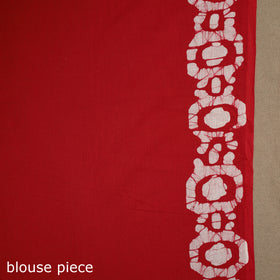 Red - mul cotton hand batik saree 22 - handcrafted