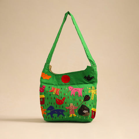 Green - Pipli Applique Work Shoulder Bag 06