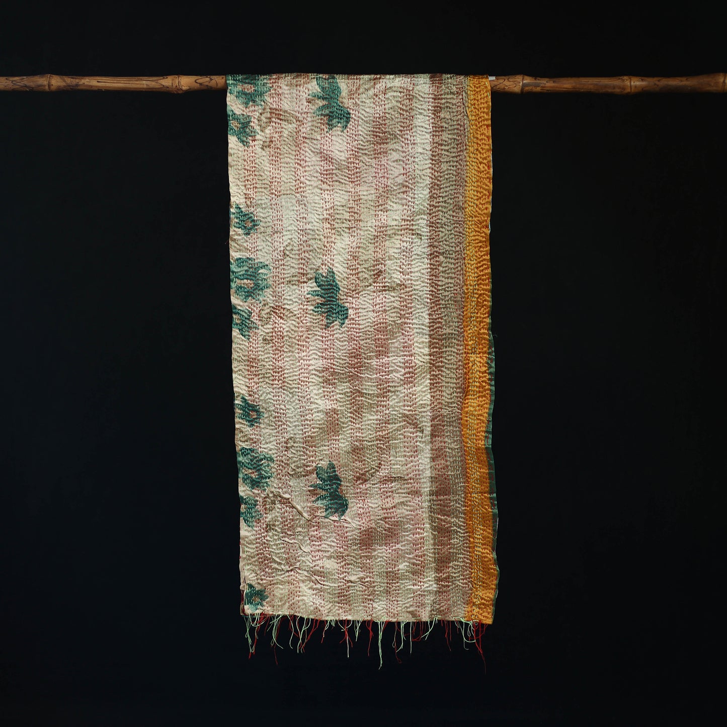 Bengal Kantha Handwork Patchwork Reversible Silk Stole 140