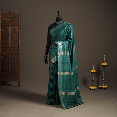 Ghicha Tussar Silk Bhagalpuri Pure Handwoven Saree with Zari Border 05