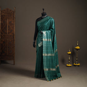 Ghicha Tussar Silk Bhagalpuri Pure Handwoven Saree with Zari Border 05