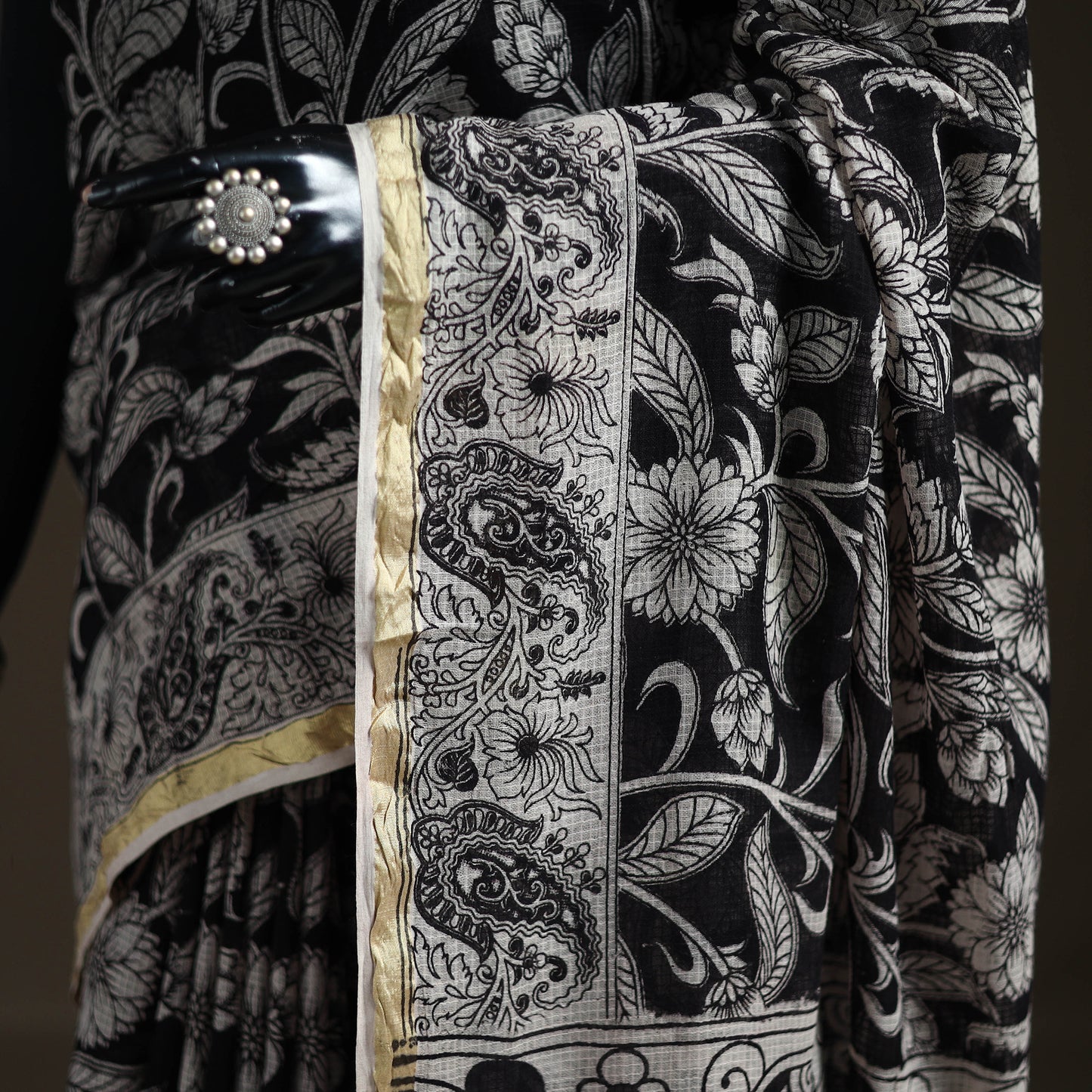 Kalamkari Printed Kota Doria Cotton Saree 05