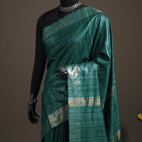 Ghicha Tussar Silk Bhagalpuri Pure Handwoven Saree with Zari Border 05