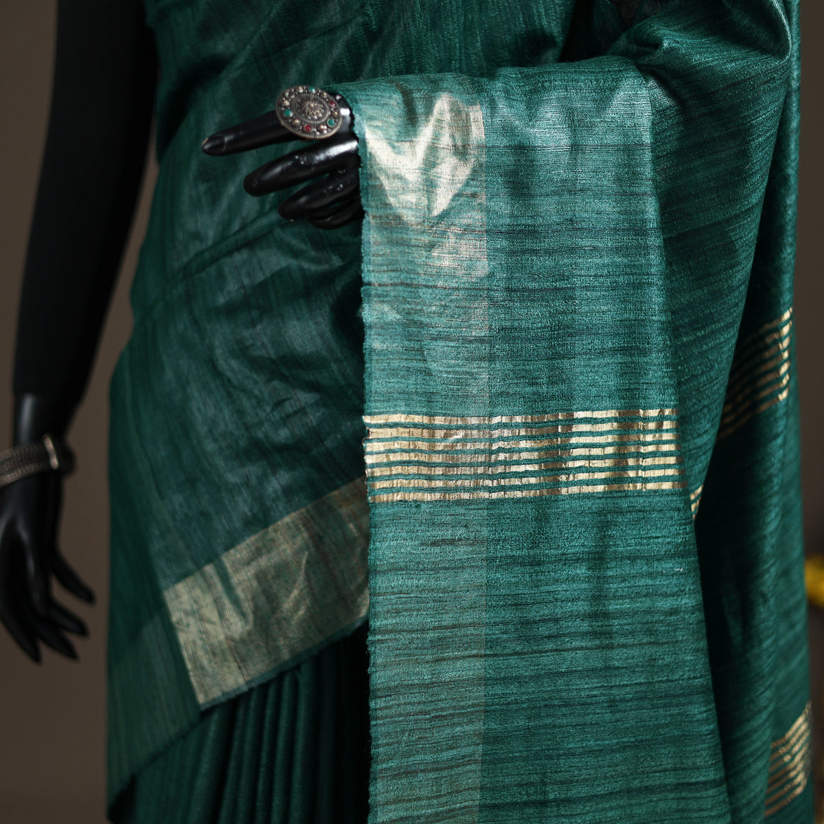 Ghicha Tussar Silk Bhagalpuri Pure Handwoven Saree with Zari Border 05
