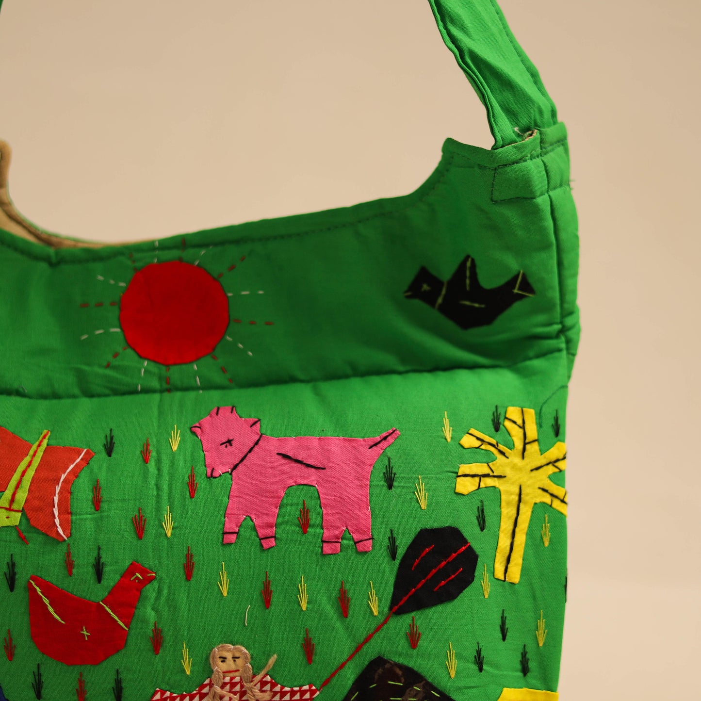 Green - Pipli Applique Work Shoulder Bag 06