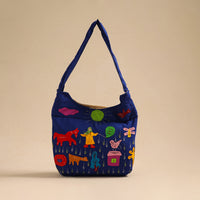 Blue - Pipli Applique Work Shoulder Bag 07