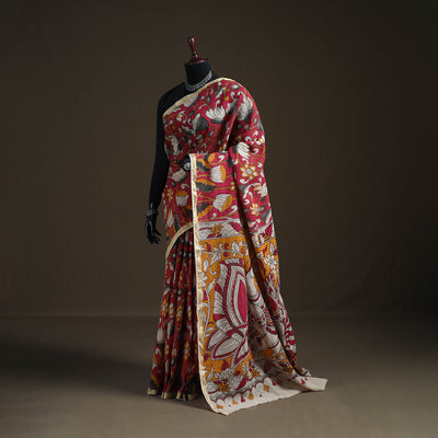 Kalamkari Printed Kota Doria Cotton Saree 06