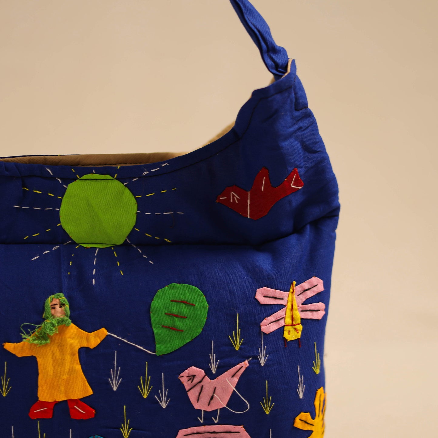 Blue - Pipli Applique Work Shoulder Bag 07