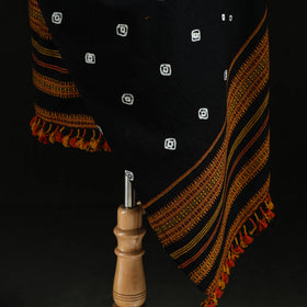 Kutch Handwoven Bandhani Merino Wool Shawl 31