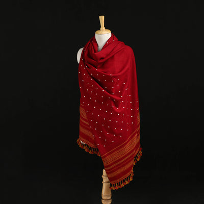 Kutch Handwoven Bandhani Merino Wool Shawl 32
