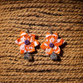 Orange - roshni handcrafted gs fabart phool kali earrings