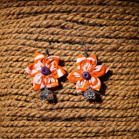 Orange - roshni handcrafted gs fabart phool kali earrings