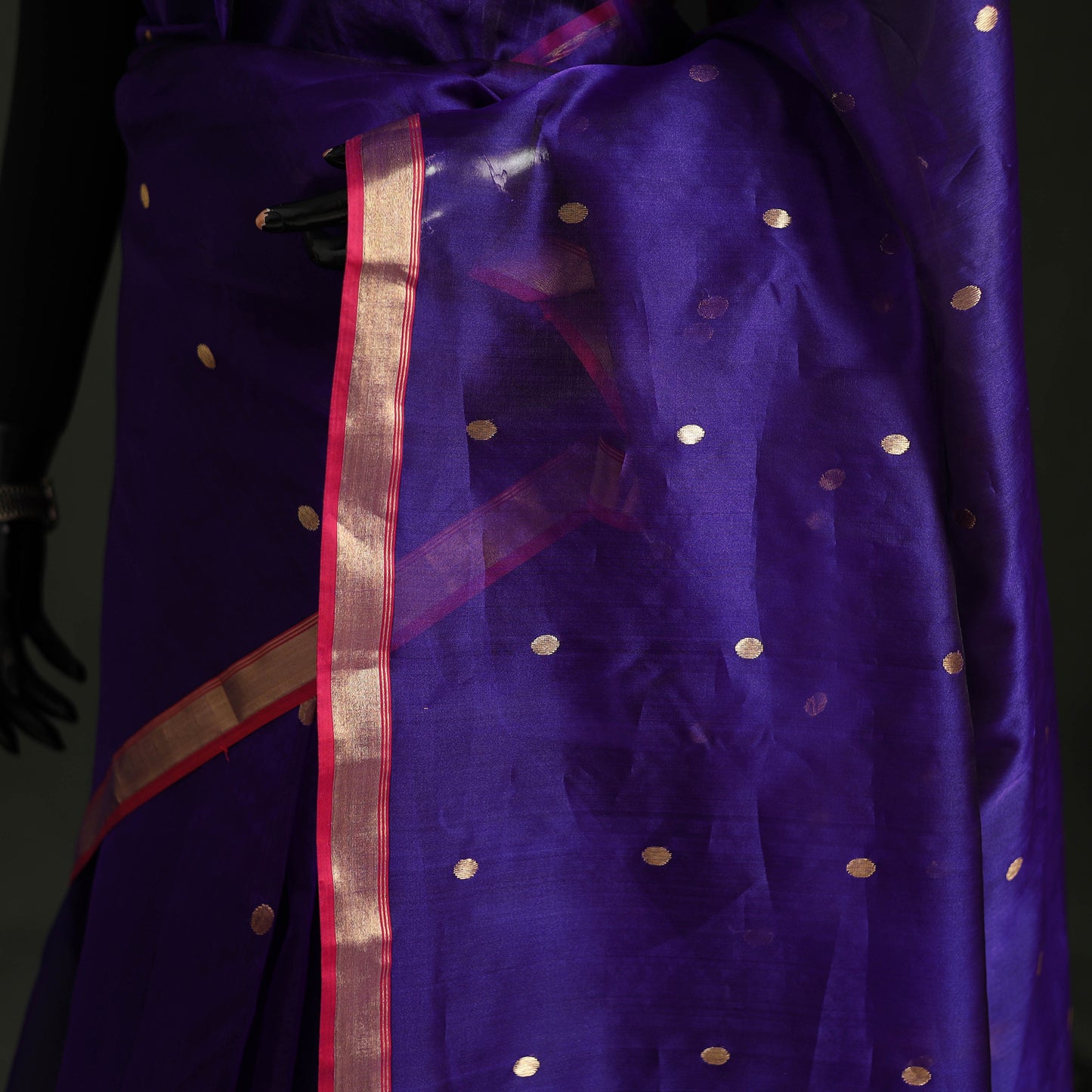 Pure Handloom Zari Buta Katan Silk Chanderi Saree 01