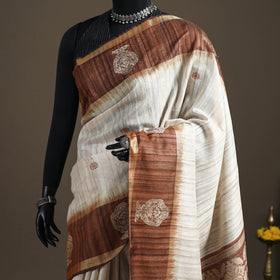Dupion Raw Silk Bhagalpuri Pure Handwoven Saree with Zari Border 06