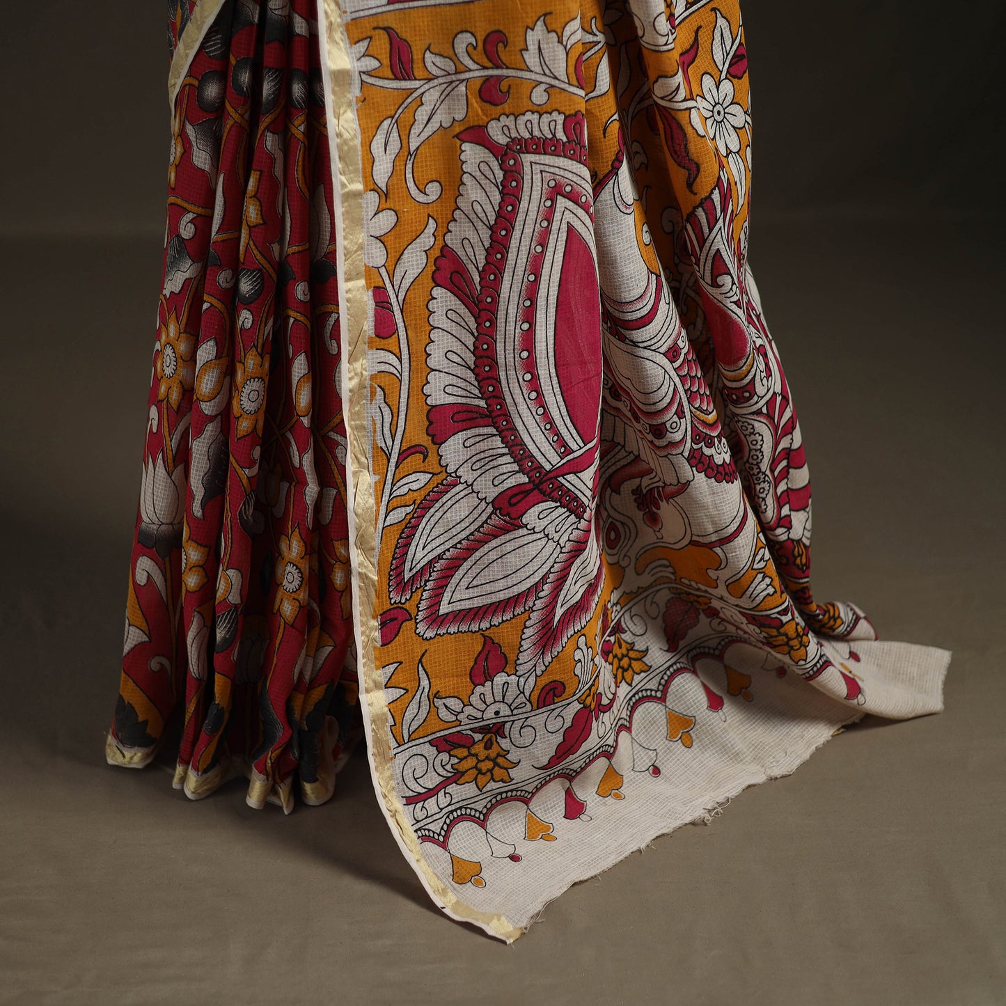 Kalamkari Printed Kota Doria Cotton Saree 06