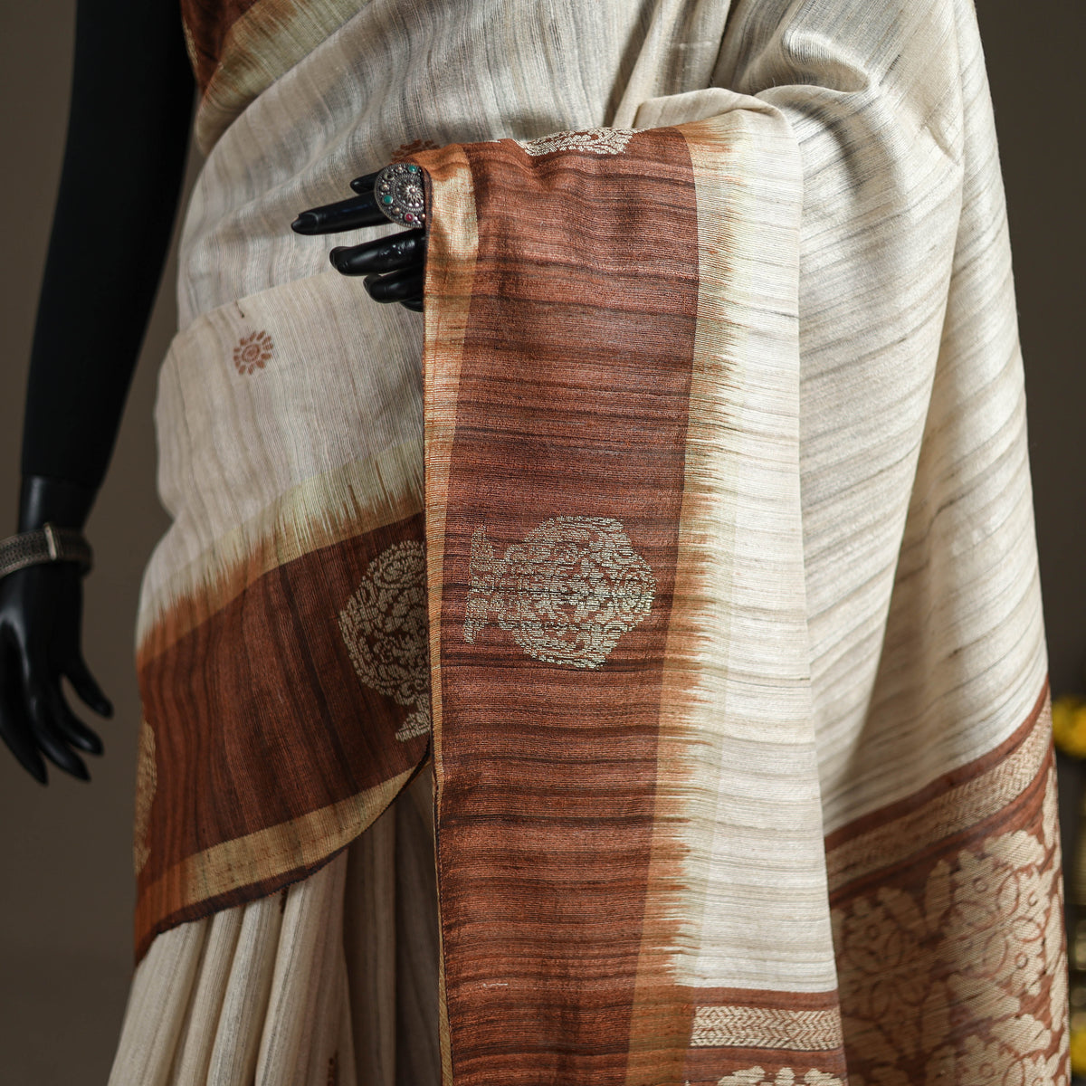 Dupion Raw Silk Bhagalpuri Pure Handwoven Saree with Zari Border 06