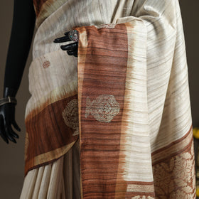 Dupion Raw Silk Bhagalpuri Pure Handwoven Saree with Zari Border 06