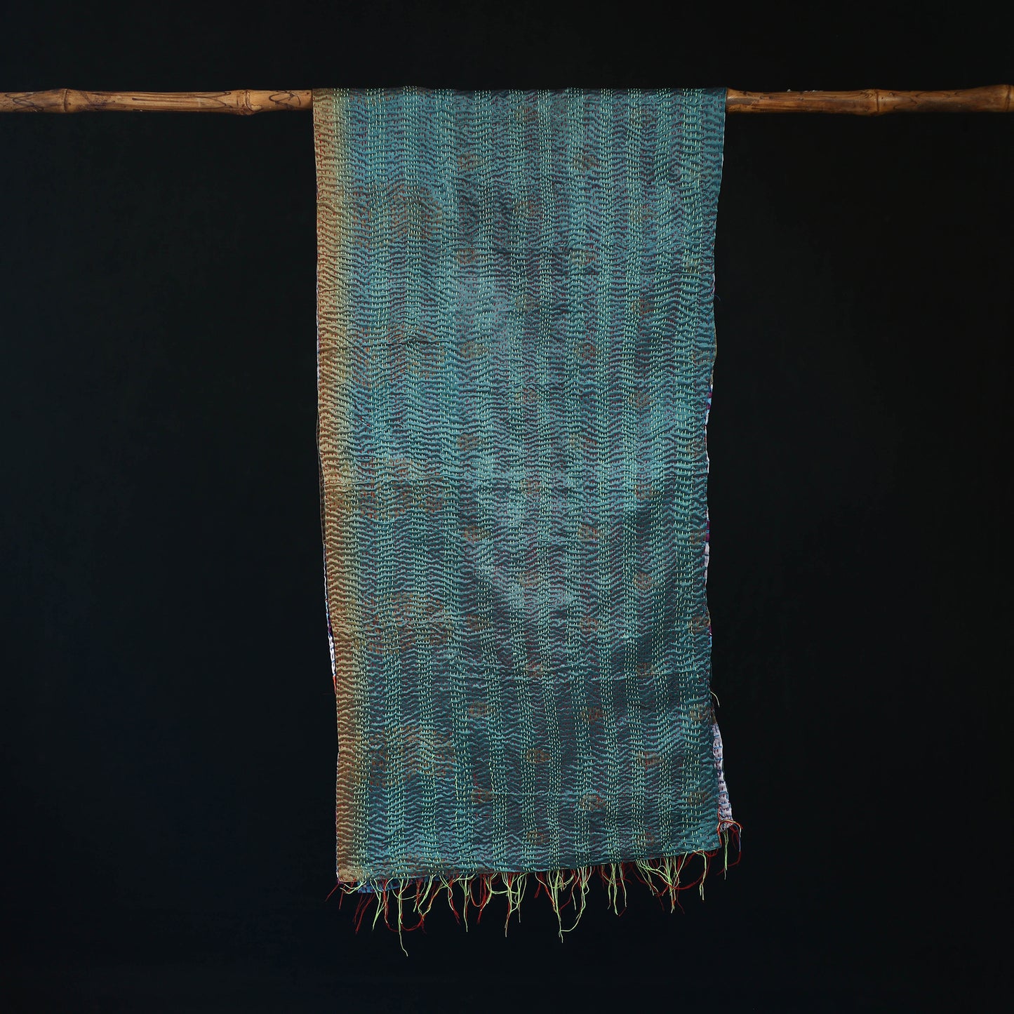 Bengal Kantha Handwork Patchwork Reversible Silk Stole 131