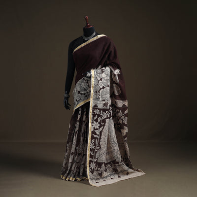 Kalamkari Printed Kota Doria Cotton Saree 07