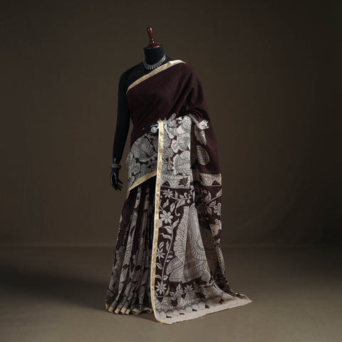 Kalamkari Printed Kota Doria Cotton Saree 07