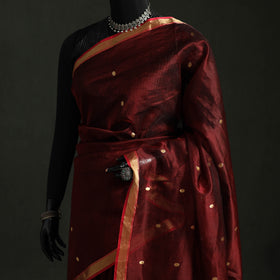 Pure Handloom Zari Buta Katan Silk Chanderi Saree 02