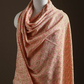 Floral Sanganeri Print Pure Merino Wool Handwoven Shawl 10