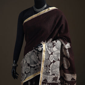 Kalamkari Printed Kota Doria Cotton Saree 07