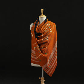 Kutch Handwoven Mirror Work Bandhani Tie-Dye Bagida Merino Wool Shawl 21