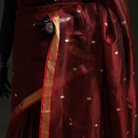 Pure Handloom Zari Buta Katan Silk Chanderi Saree 02