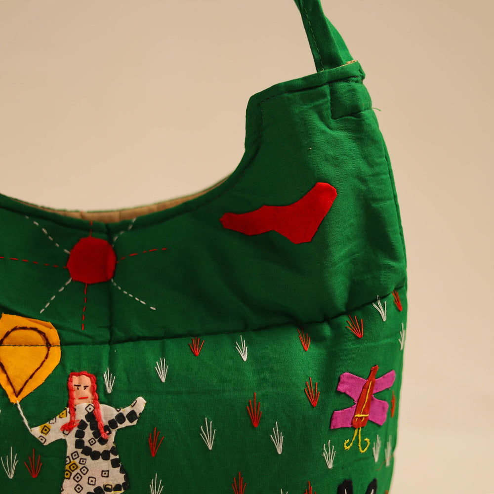 Green - Pipli Applique Work Shoulder Bag 08