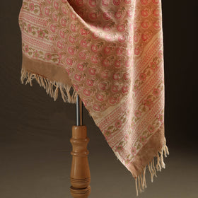 Floral Sanganeri Print Pure Merino Wool Handwoven Shawl 10