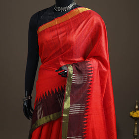 Dupion Raw Silk Bhagalpuri Pure Handwoven Saree with Zari Border 07