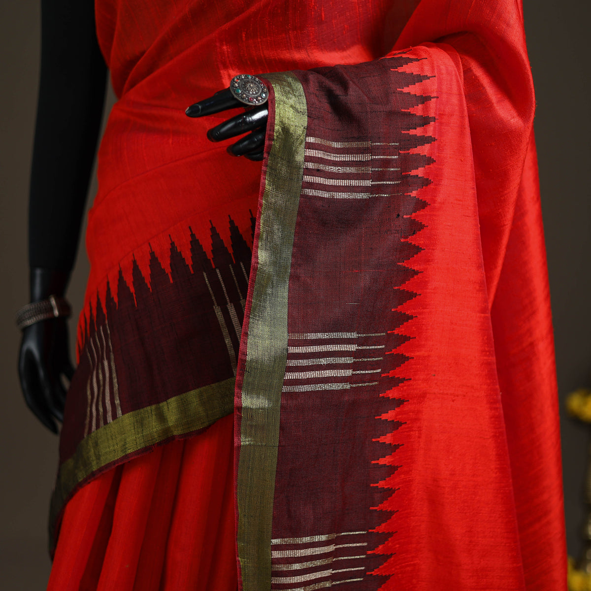 Dupion Raw Silk Bhagalpuri Pure Handwoven Saree with Zari Border 07