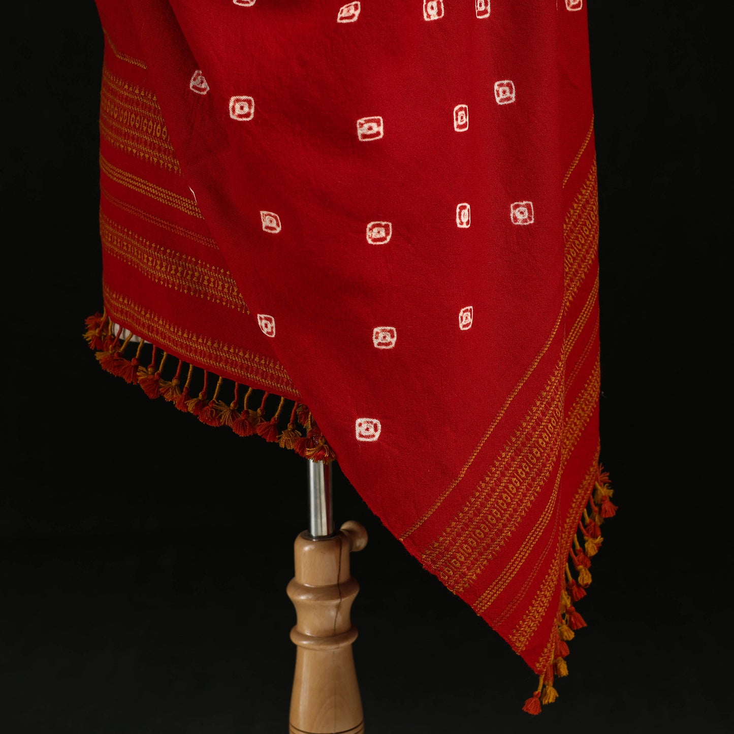 Kutch Handwoven Bandhani Merino Wool Shawl 33