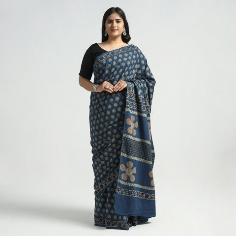 block printed saree