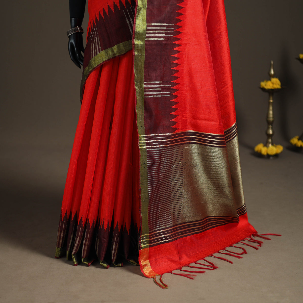 Dupion Raw Silk Bhagalpuri Pure Handwoven Saree with Zari Border 07