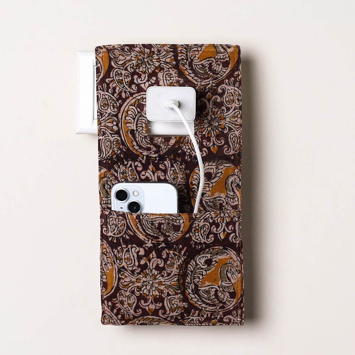 Brown Handmade Cotton Mobile Charging Holder