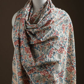 Floral Sanganeri Print Pure Merino Wool Handwoven Shawl 11