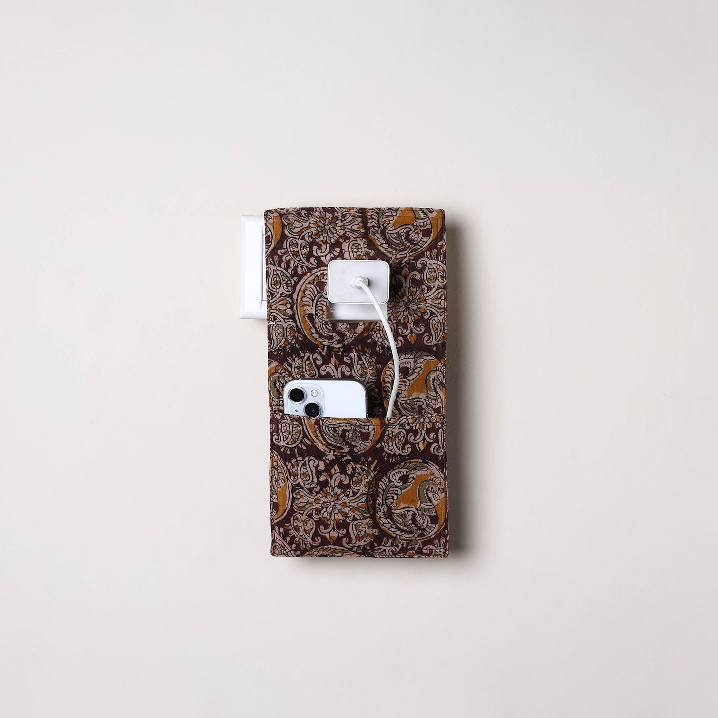 Brown Handmade Cotton Mobile Charging Holder