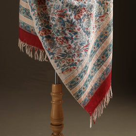 Floral Sanganeri Print Pure Merino Wool Handwoven Shawl 11