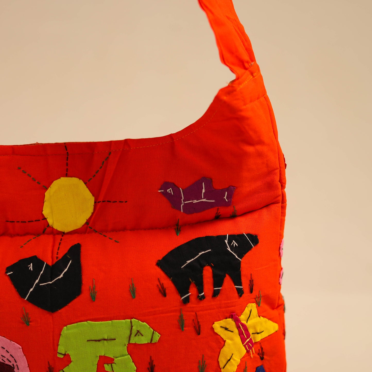 Orange - Pipli Applique Work Shoulder Bag 09