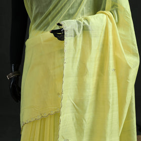Pure Handloom Zari Pallu Bead Work Chanderi Silk Saree 13