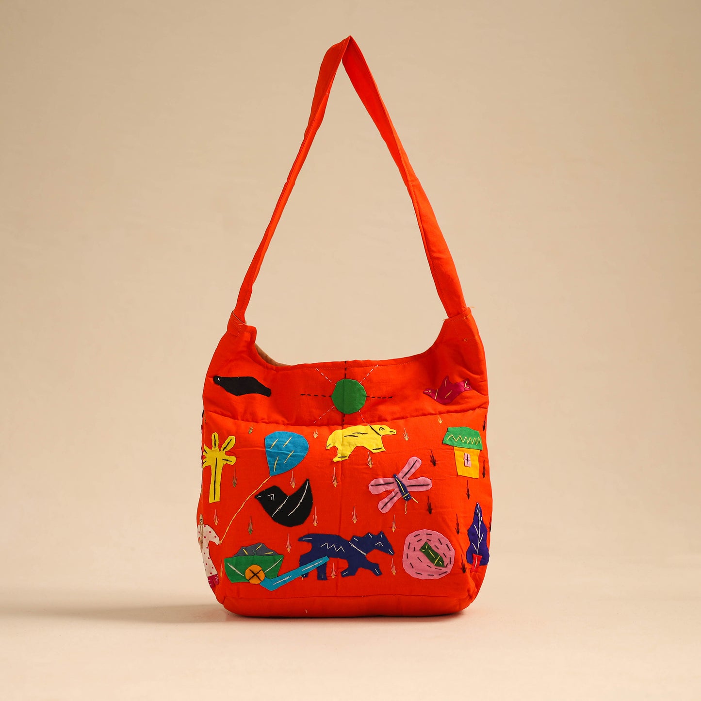 Orange - Pipli Applique Work Shoulder Bag 10